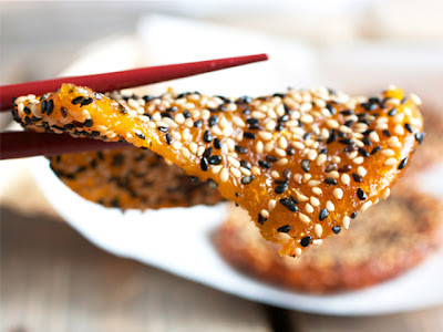 Sesame-Coated Pumpkin Pancakes